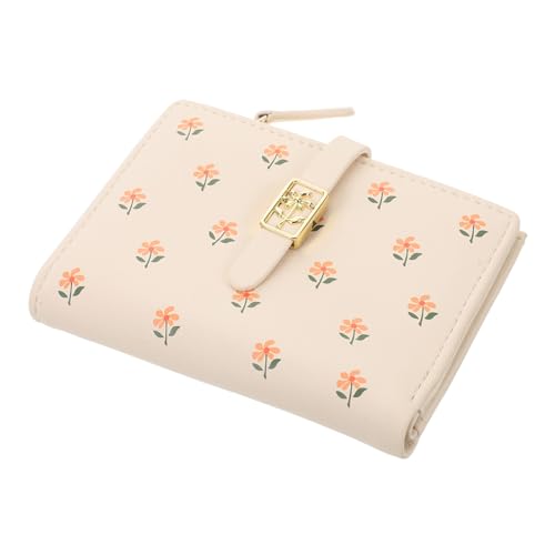 Veemoon Kleiner Schmaler Kreditkartenhalter Aus Pu Zweifach Faltbar Mit Reißverschluss Münzfach Süßes Dünnes Reise Kreditkartenetui Für Damen Teenager Und Mädchen Beige von Veemoon