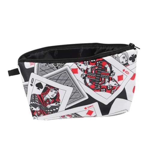 Veemoon Kosmetiktasche Mit Spielkartenmuster Tragbare Damen-Make-up-Tasche Reise-Make-up-Beutel Reißverschluss-Kosmetik-Aufbewahrungstasche Für Unterwegs von Veemoon