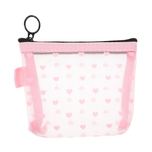 Veemoon Portable Kosmetiktasche Mit Herzmuster Transparente wasserdichte Make-up-Bag Für Reisen Und Alltag Für Frauen Und Mädchen Klein Und Leicht Mit Flockstoff Und Praktischem Design von Veemoon