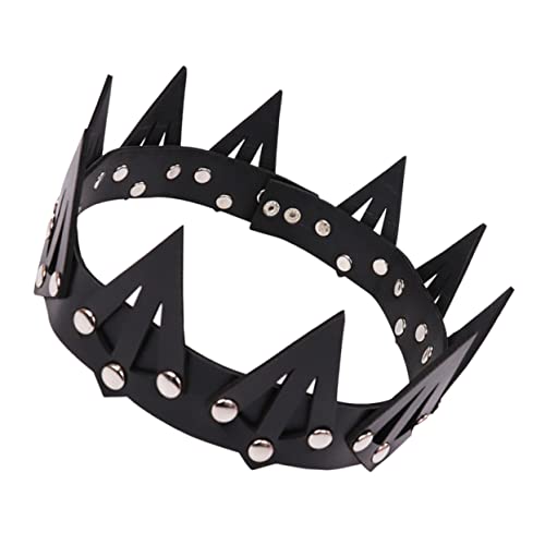 Veemoon Kostüm Damen Leder Krone Haarreif Goldene Prom Krone Stirnband für Karneval Party und Bühnenperformance Unisex Perfektes Accessoire für Mottofeste und Fotos von Veemoon
