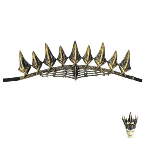 Veemoon Krähenkrone Maskerade Cosplay-Krone barocke Kronen Feen-Rave-Kopfschmuck Erwachsene Krone Prop Goth Krone Gothic-Krone gotische Krone Partykrone für Männer Kronenstütze rp Golden von Veemoon