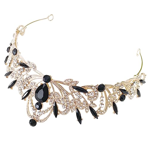 Veemoon Kristallverzierte Schwarze Hochzeitskrone für Braut Damen Tiara mit Funkelnden Strasssteinen Langlebig aus Zinklegierung Eleganter Haarschmuck für Hochzeit Geburtstag Abschlussball von Veemoon