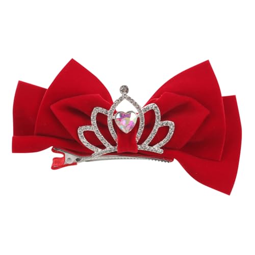 Veemoon Schleifenclips Für Mädchen Mit Strasskronen-verzierung Dekorative Haarspangen Im Vintage-stil Aus Festem Veloursmaterial Entzückende Haarschleifen-form Für Kleinkinder von Veemoon