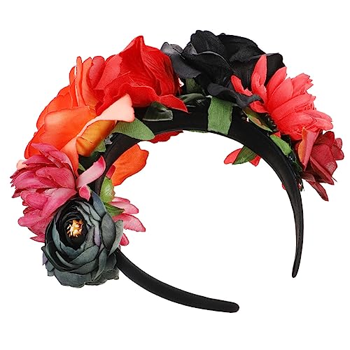 Veemoon Künstliches Rosen Haarband für Halloween Blumen Stirnband für Partys Festivals und Kostüme Schwarz Rot Orange von Veemoon