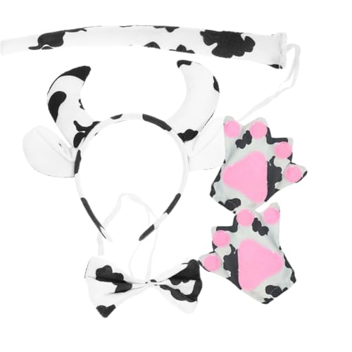 Veemoon Kuhkostüm mit Weichem Kuhohren Haarreif Flauschigem und Schleife Tier Cosplay Zubehör für Karneval Party und Bühnenauftritte Bequem und Langlebig Unisex von Veemoon