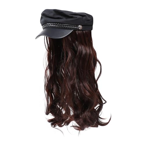 Veemoon Langwellige Synthetische Perücke mit Mütze Lange Lockige Haarverlängerung Einteilig Warm für Herbst und Winter Anpassbar Natürliche für Damen von Veemoon