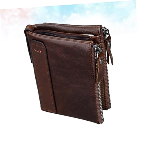 Veemoon 1stück Multifunktionale Herren Geldbörse Aus Leder Mit RFID-Schutz Und Reißverschluss Kurzformat Rotbraun Für Kreditkarten Münzen Und Bargeld von Veemoon