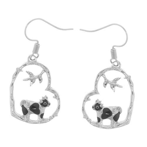 Veemoon Leichte Baumzweig Ohrringe mit Niedlicher Kuh Robustes Legierungsmaterial Bequemer Sitz Modischer Farmtier Schmuck für Damen und Mädchen zur Kuh Geburtstagsfeier von Veemoon