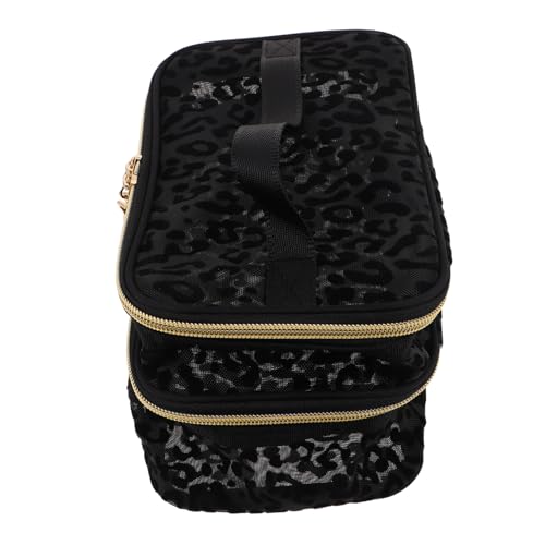 Veemoon Leichte Tragbare Kosmetiktasche mit Doppel- Leopard-Print Kulturtasche für Damen Vielseitiger Reise-Organizer mit Mesh und Nylon Kompakte Aufbewahrung für Make-up und von Veemoon