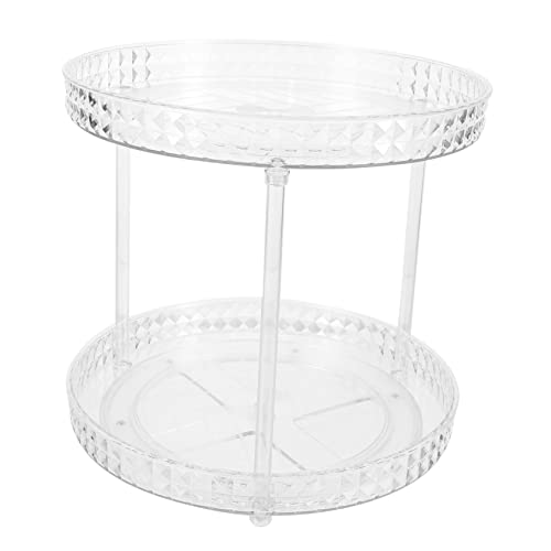 Veemoon Leichter Luxus Drehbarer Kosmetik Organizer mit Diamantmuster Stufiges Transparentes Aufbewahrungsregal für und Kosmetika Drehbares Platzsparendes Lagerungstablett für Küche und von Veemoon