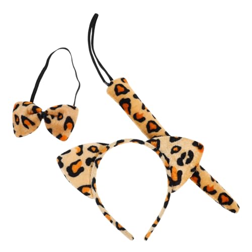 Veemoon Leopard Kostümset für Plüsch Ohr Stirnband mit Fliege und für Halloween Tier Mottopartys und Kreative Verkleidungen Teiliges Set von Veemoon
