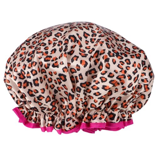 Veemoon Leopardmuster Duschhaube Damen Wiederverwendbar Doppellagig Elastisch Haarschutz Badekappe für Langes und Kurzes Haar Reise Spa Gym Veemoon Leopardmuster Duschhaube Damen Wiederverwendbar Doppellagig Elastisch Haarschutz Badekappe für Langes und Kurzes Haar Reise Spa Gym von Veemoon