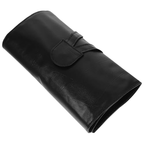 Veemoon Make Up Pinsel Aufbewahrung PU Organizer mit Bindegürtel Leichte Langlebige Schminktasche für Damen und Mädchen Fächer Reise Kosmetik Pinsel Tasche Schwarz von Veemoon