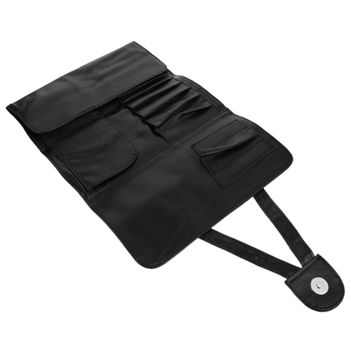 Veemoon Makeup Pinsel Organizer Teilig PU Kunstleder Rolltasche Schminkpinsel Aufbewahrungstasche mit Bindeband für Reisen und Alltag Kompakt und Langlebig Schwarzes Kosmetiktäschchen von Veemoon