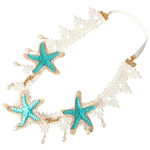 Veemoon Meerjungfrauen Haarband mit Spitze Perlen und Seestern Verstellbares Stirnband für Damen und Mädchen Geeignet für Hochzeit Party Geburtstag und Festliche Anlässe von Veemoon