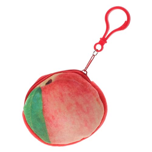 Veemoon Cartoon-Frucht-plüschbeutel Mini-geldbörse Mit Reißverschluss Münzgeldbörse Mit Metallkette Flauschiges Material Passend Für Bargeld Lippenstift Ausweis Oder Kleines Handy von Veemoon