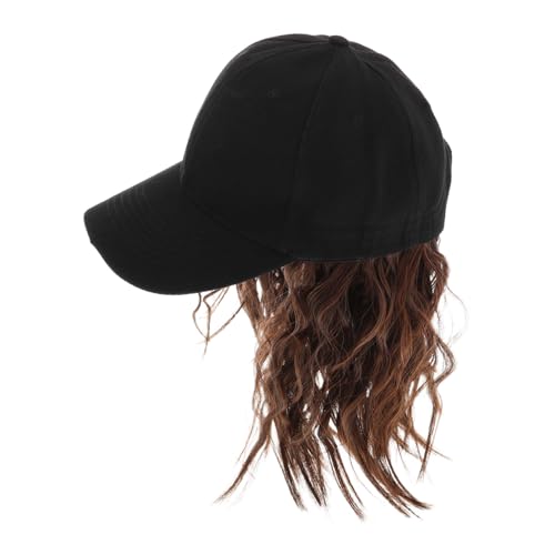 Veemoon Modische Damen Baseball Cap mit Integrierter Kurz Lockiger Synthetischer Perücke Bequemes Styling Leichter Hut für Alltag Reisen und Soziale Anlässe in Hellbraun von Veemoon