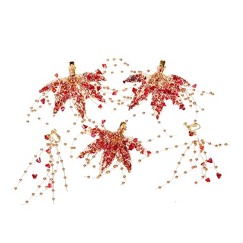 Veemoon Modisches Schmuckset Damen Rote Ohrclips und Goldene Haarklammern mit Design Teiliges für Frisuren und Festliche Anlässe von Veemoon