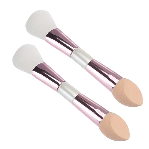 Veemoon Multifunktionaler Make Up Satz 2 Stücke Dual Headed Kosmetikpinsel für Rouge Grundierung und Lidschatten Weiche Borsten für Anfänger und Profis Make Up Werkzeug von Veemoon