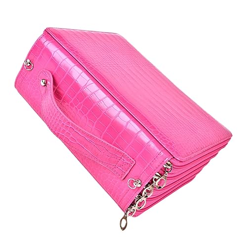 Veemoon Praktisches Großes Federmäppchen Mit Hoher Kapazität Pu-stiftetui Für Buntstifte Malutensilien Und Schreibwaren Für Schule Und Büro Leuchtendem Rosarot von Veemoon