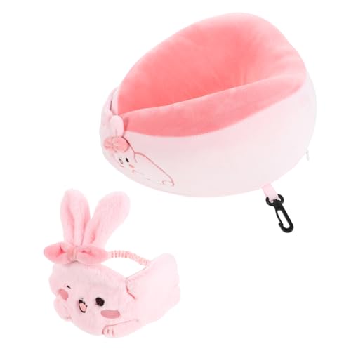 Veemoon Nackenkissen Für Reisen in U-form Mit Augenmaske Hasenmotiv Zum Schlafen Im Flugzeug Zug Auto Büro Und Zuhause von Veemoon