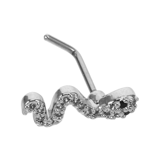 Veemoon Nasenring Schlange Design mit Zirkonia Clicker Piercing Schmuck Sicherer Sitz Stylisch für Damen und Mädchen Modisches Körperpiercing Zubehör von Veemoon