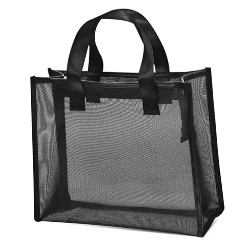 Veemoon Nylon Make Up Tasche mit Griff Kompakter Kulturbeutel für Damen Stilvolles Mesh Design für Reisen und Unterwegs Schwarze Kosmetiktasche für Ihre Essentials von Veemoon