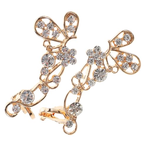 Veemoon Ohrclips mit Funkelnden Strasssteinen Schmetterlings Form Hohles Design für Damen Ohrlöcher Stilvolles Schmuckaccessoire in Gold von Veemoon