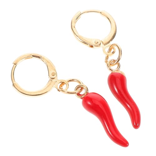 Veemoon Ohrringe Mit Rotem Pfeffer Chili-pfeffer-schmuck Creolen Damen Chili-pfeffer-ohrring Kleine Creolen Chilischote Vorhanden Gemüse-ohrringe Pfeffer Ohrringe Legierung von Veemoon
