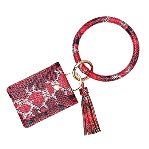 Veemoon PU Schlüsselanhänger mit Schlangenstruktur Praktischem Münzgeldbeutel Mini Kartenetui für Frauen Rot für zu Besonderen Anlässen von Veemoon