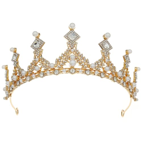 Veemoon Perlen und Strass Tiara Haarschmuck für Damen Komfortables Langlebiges Braut Diadem Geeignet für Hochzeit Abendparty Ball und Festliche Anlässe von Veemoon