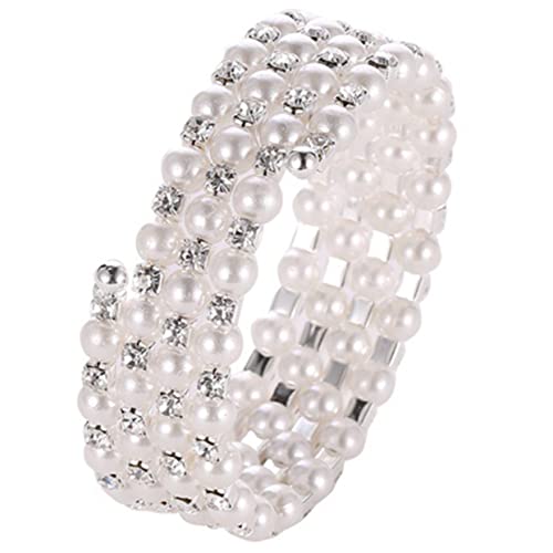 Veemoon Perlenarmband für Damen Eleganter Dehnbarer Armreif mit Funkelnden Strasssteinen Brautschmuck Stilvolles Handgelenk Accessoire für Besondere Anlässe von Veemoon