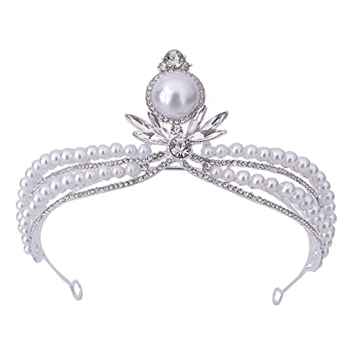 Veemoon Perlenbesetzte Tiara Hochzeit Krone mit Funkelnden Strasssteinen Eleganter Brautschmuck für Hochzeitstanz Party und Fotoshooting Leicht und Komfortabel Geeignet für Braut und von Veemoon