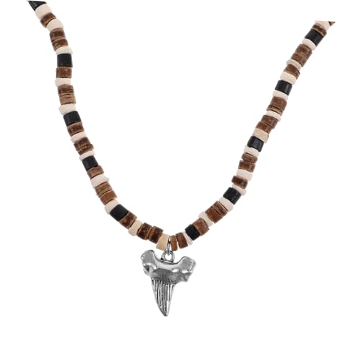 Veemoon Perlenkette Für Männer Surferkette Mit Holzperlenanhänger Strandkette Boho-halskette Gemischte Braune Perlen Mit Weißen Muschel Akzenten Herrenketten von Veemoon