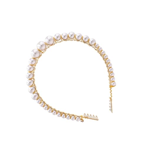 Veemoon Perlenstirnband Damen Haarreifen Handmade Schmuck Haarschmuck Weiß Braut Hochzeit Party Elegant von Veemoon