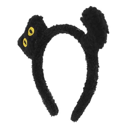 Veemoon Plüsch Katzenohren Stirnband Schwarz Weiches Elastisches Haarschmuck für Damen Bequemes Wasch und Make Up Stirnband Süßes Party und Cosplay Accessoire mit Niedlichem Cartoon von Veemoon