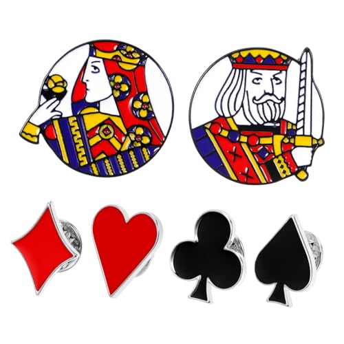 Veemoon Poker-broschen 6er-set Einzigartiges Revers Für Damen Und Herren Anzug-kleid-broschen- Farbechte Legierung von Veemoon