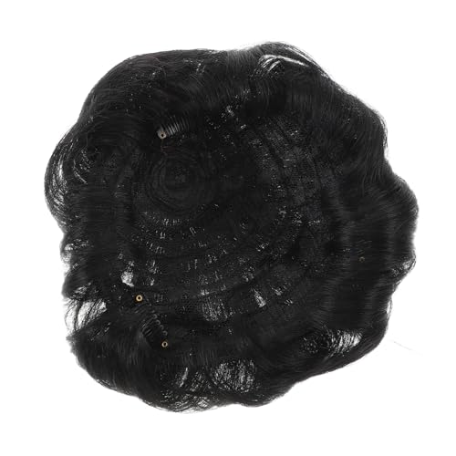 Veemoon Realistisches Herren Haarteil aus Synthetischem Haar Langlebiger Schwarzer Fake Haar Patch für Stellen Einfach zu Befestigen Komfortabel für Männer mit Haarausfall Natürliches von Veemoon