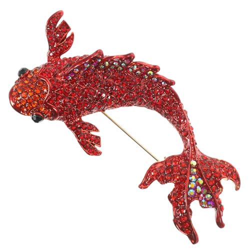 Veemoon Red Koi Brosche Hutstift Fisch Kleidung Schmucknadel Brosche Broschen und Anstecknadeln für Damen Schalstift Brosche für Anzüge Frauen Brosche frauen revers Strasssteine rot von Veemoon