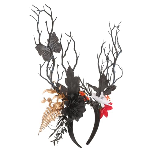 Veemoon Rentier Geweih Haarreif Mit Reh Ohren - Gothic Weihnachts-Stirnband Für & Mädchen Ideal Für Karneval Fasching Partys Und Cosplay Festlicher Kopfschmuck von Veemoon
