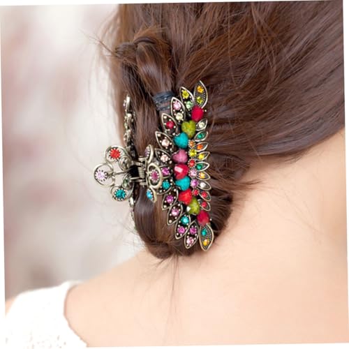 Veemoon Retro Haarklammer mit Strassbesatz Große Rutschfeste Haarklammer für Damen Vintage Haarspange für Dickes Haar Fester Sitz für Sommerliche Hochsteckfrisuren von Veemoon