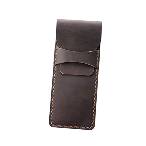 Veemoon Retro Leder Stiftetui Handgefertigte Schutzhülle für Schreibgeräte Eleganter Stiftbeutel aus Echtem Leder für Büro Schule und Alltag Braun von Veemoon