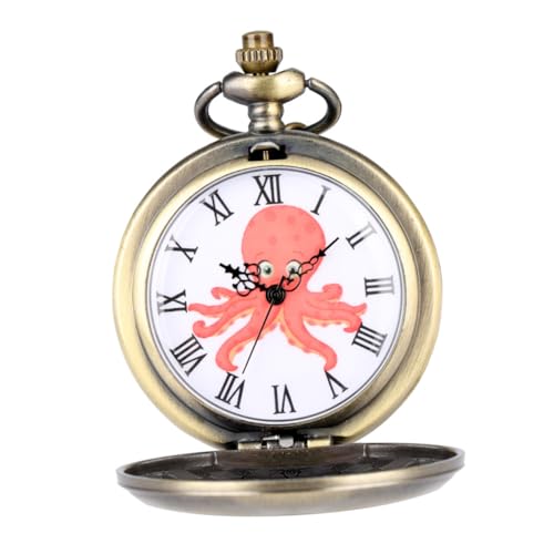 Veemoon Retro Stil Mechanische Taschenuhr Mit Kette Vintage Octopus Design Für Männer Und Frauen Als Zum Geburtstag Oder Jubiläum von Veemoon