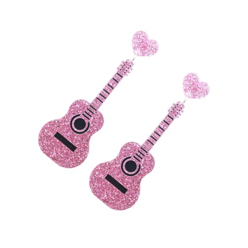 Veemoon Retro Style Ohrhänger Damen Klassischer Gitarrenanhänger Modeschmuck Vintage Chic für Alltag und Festliche Anlässe Rosa von Veemoon