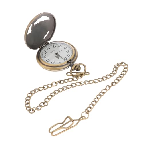 Veemoon Vintage Taschenuhr Mit Kette Retro Quarz-Uhr Im Antiken Design Tragbar Mit Grober Kette Perfektes Für Männer Und Frauen An Feiertagen Und Besonderen Anlässen von Veemoon