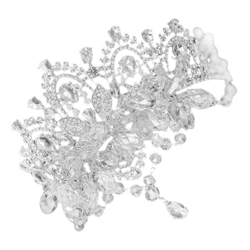 Veemoon Rhinestone Brautkrone Stirnband mit Stirnanhänger Funkelnde Tiara für Hochzeit Verstellbar Robustes Design Damen Kopfbedeckung für Braut und Brautjungfern von Veemoon