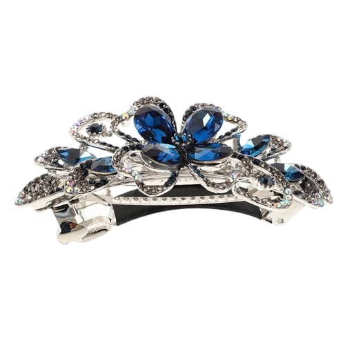 Veemoon Rhinestone Haarklammer mit Blumenmotiv Rutschfest Eleganter Haarschmuck für Damen und Mädchen Springender Metallclip in Geeignet für Hochzeit Party Alltag von Veemoon
