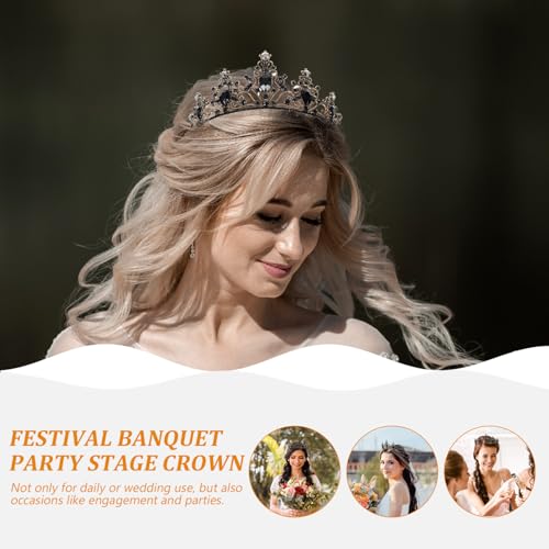 Veemoon Rhinestone Party Krone Schwarze Vintage Tiara Haarschmuck Damen Hochzeit Festliche Bühne Accessoire Elegant und Leicht für Bankett Geburtstagsfeier von Veemoon