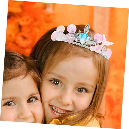 Veemoon Rhinestone Tiara Mädchen Haarreif mit Meeresmotiv Langlebiges Verformungsbeständiges Haaraccessoire für Party Geburtstag Prinzessin Kostüm Süßes Farbenfrohes Design von Veemoon