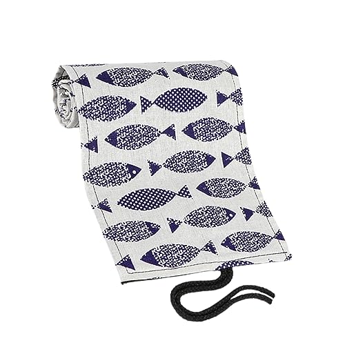 Veemoon Tragbare Stifterolle Aus Canvas Für Schule Zeichnung Cartoon Saury Muster 48 Slots Platzsparender Bleistift Organizer Für Jungen Und Mädchen von Veemoon